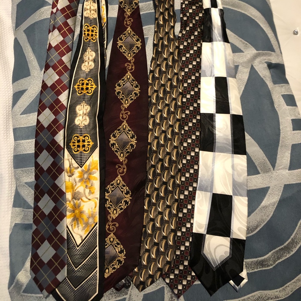 6 different colored ties- different designers